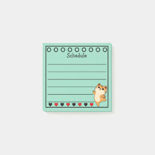 Ginger Orange Cat Schedule Aquamarin Post-it Klebezettel