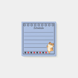 Ginger Orange Cat Schedule Blue Post-it Klebezettel