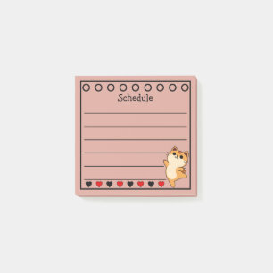 Ginger Orange Cat Schedule Pink Post-it Klebezettel