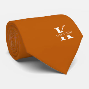 Ginger Orange Elegant Monogram + Name   beidseitig Krawatte