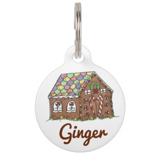 Ginger Personalisiert Gingerbrot House Pet Tag Tiernamensmarke