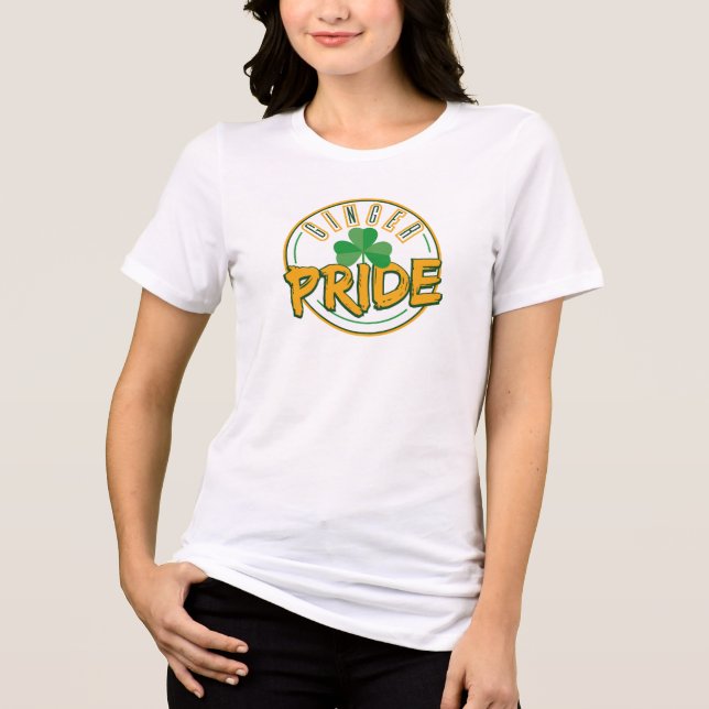 Ginger Pride St Patrick's Day Clover Leaf Funny Tri-Blend Shirt (Vorderseite)