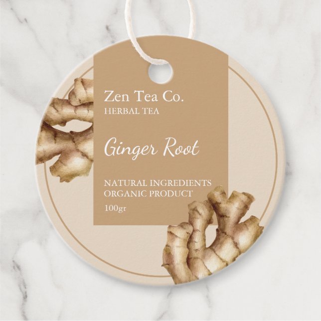Ginger Root Herbal Tee Business Tag Geschenkanhänger (Vorderseite)