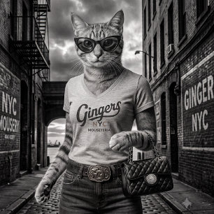 Ginger’s NYC Mouseteria Klassisches Damen V-Aussch T-Shirt