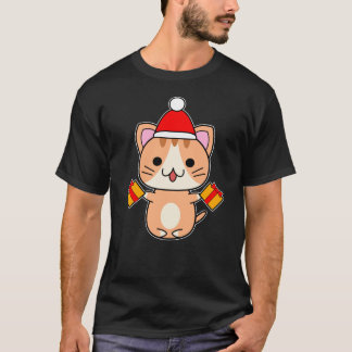 Ginger Santa Cat mit gelben Geschenken Klassischer T-Shirt