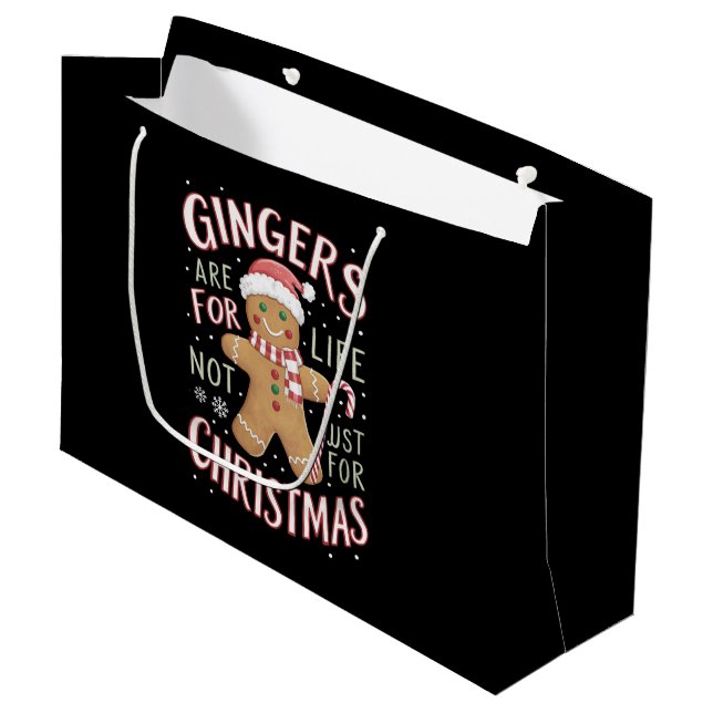 Ginger sind nicht nur für Weihnachtslustige fürs L Große Geschenktüte (Vorderseite Schrägansicht)