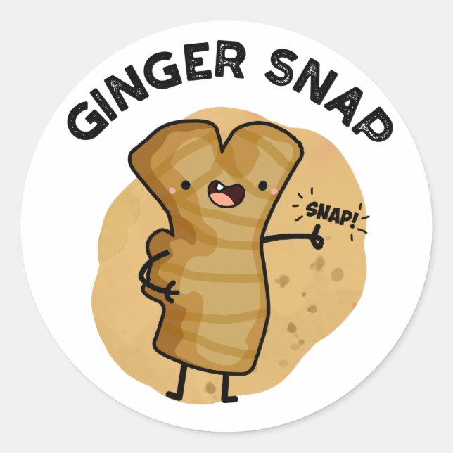 Ginger Snap Funny Food Herb Spice Pub Runder Aufkleber (Vorderseite)