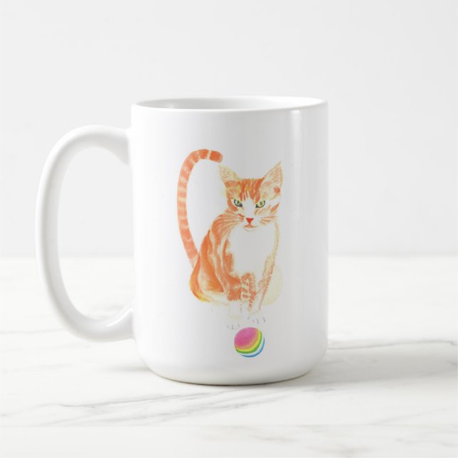 Ginger Tabby and Ball Coffee Tasse (Links)