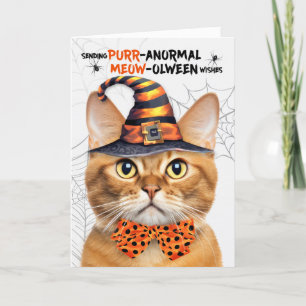 Ginger Tabby Halloween Cat PURRanormal MEOWolween Feiertagskarte