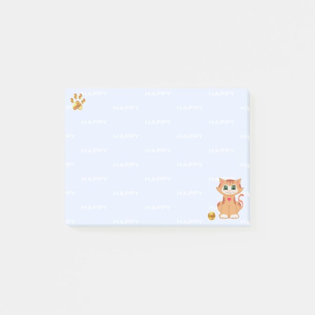 Ginger Tabby Kitty Cat Cartoon Post-it Klebezettel (Vorderseite)