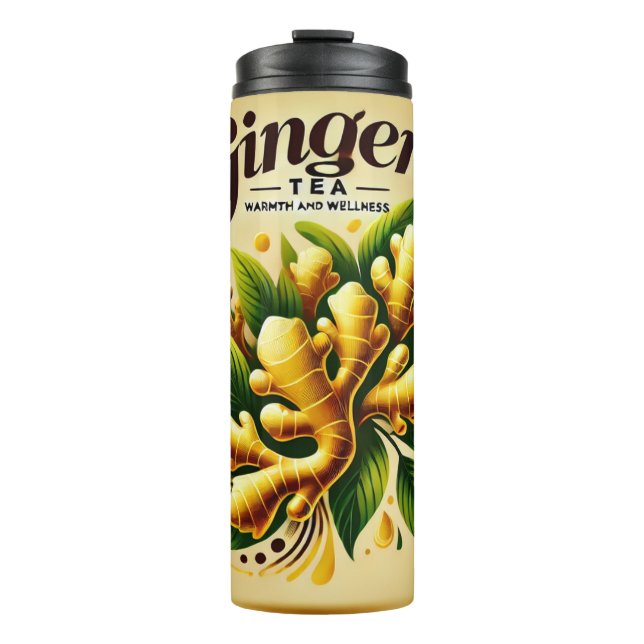 Ginger Tee Design AI Art Thermosbecher (Vorderseite)