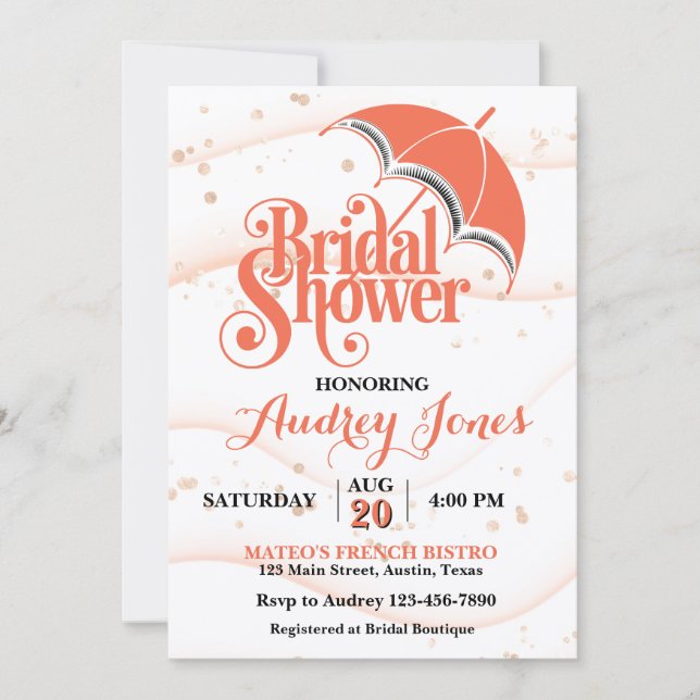 Ginger Umbrella Bridal Shower Invitation Einladung (Vorderseite)