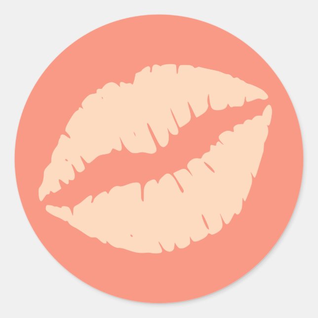 Ginger und Peach Puff Lipstick Print Runder Aufkleber (Vorderseite)