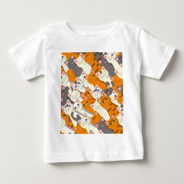 Ginger Weiße Katze Diagonalmuster Baby T-shirt (Vorderseite)