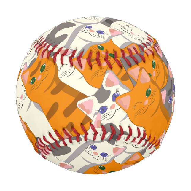 Ginger Weiße Katze Diagonalmuster Baseball (Vorderseite)