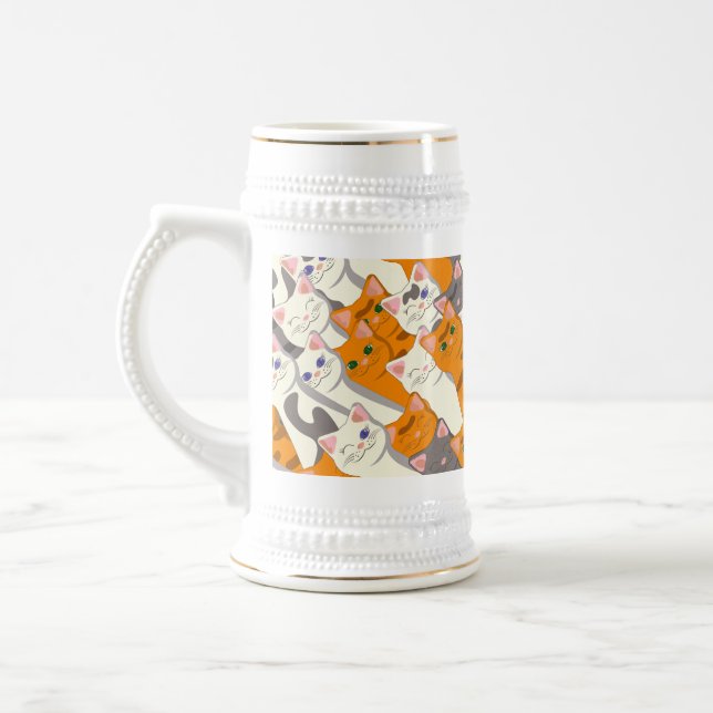 Ginger Weiße Katze Diagonalmuster Bierglas (Links)