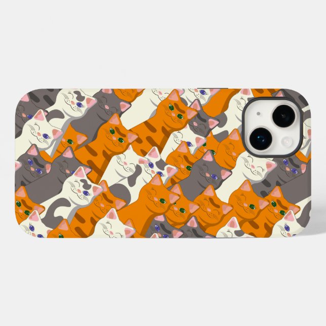 Ginger Weiße Katze Diagonalmuster Case-Mate iPhone Hülle (Rückseite (Horizontal))