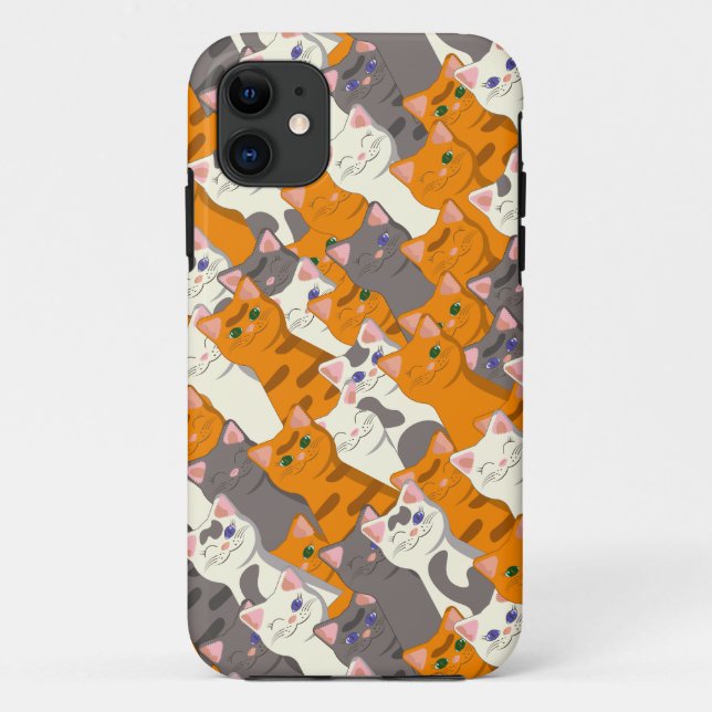 Ginger Weiße Katze Diagonalmuster Case-Mate iPhone Hülle (Rückseite)