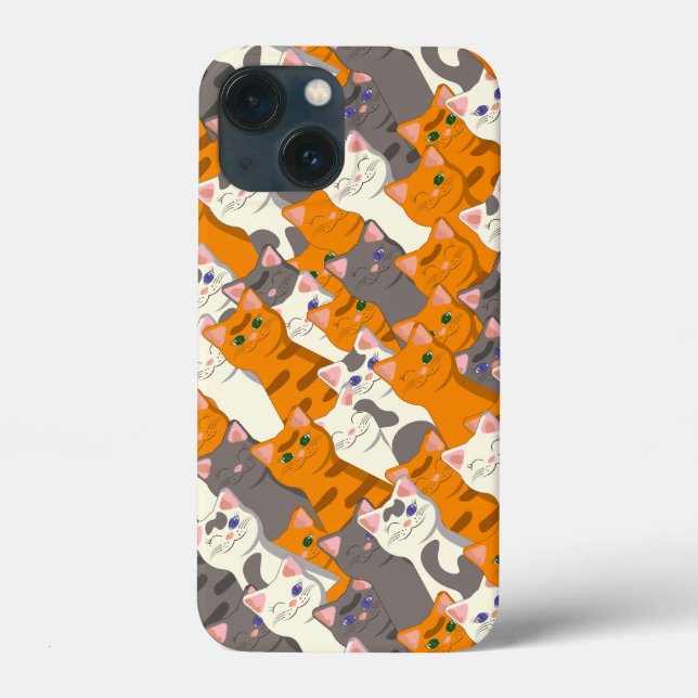 Ginger Weiße Katze Diagonalmuster Case-Mate iPhone Hülle (Rückseite)