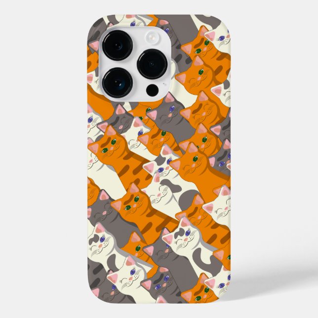 Ginger Weiße Katze Diagonalmuster Case-Mate iPhone Hülle (Rückseite)