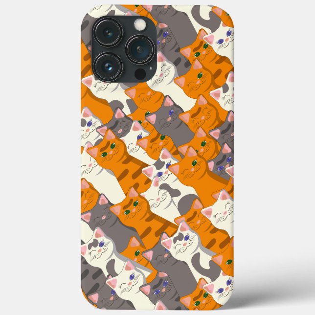 Ginger Weiße Katze Diagonalmuster Case-Mate iPhone Hülle (Rückseite)