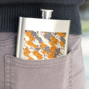 Ginger Weiße Katze Diagonalmuster Flachmann