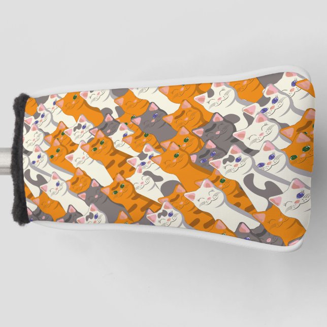 Ginger Weiße Katze Diagonalmuster Golf Headcover (Vorderseite)