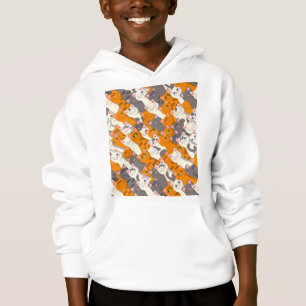 Ginger Weiße Katze Diagonalmuster Hoodie