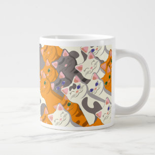 Ginger Weiße Katze Diagonalmuster Jumbo-Tasse