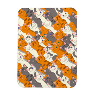 Ginger Weiße Katze Diagonalmuster Magnet