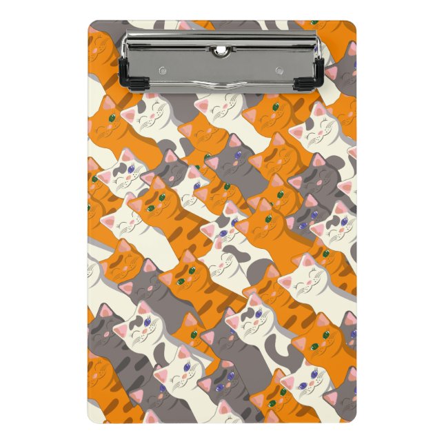 Ginger Weiße Katze Diagonalmuster Mini Klemmbrett (Vorderseite)