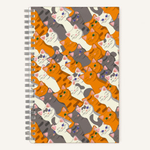 Ginger Weiße Katze Diagonalmuster Notizbuch