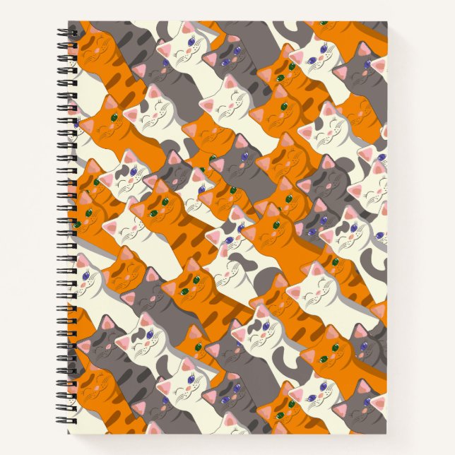 Ginger Weiße Katze Diagonalmuster Notizbuch (Vorderseite)