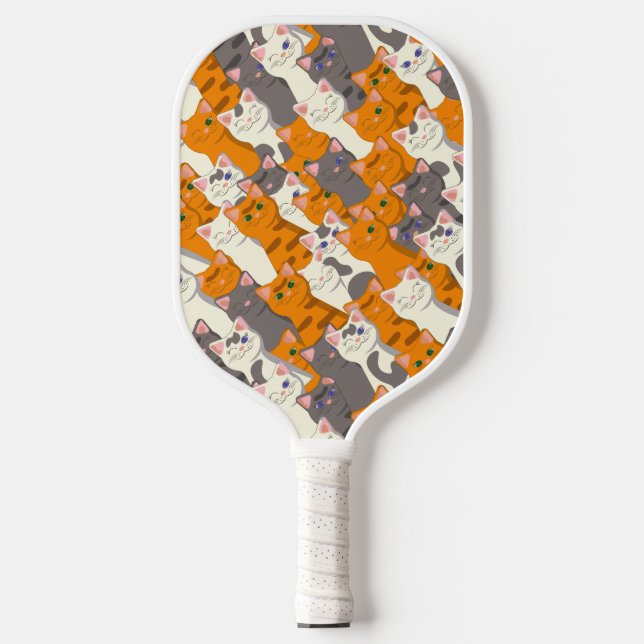 Ginger Weiße Katze Diagonalmuster Pickleball Schläger (Vorderseite)