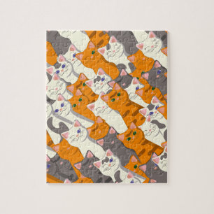 Ginger Weiße Katze Diagonalmuster Puzzle