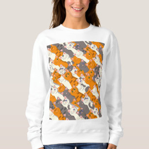 Ginger Weiße Katze Diagonalmuster Sweatshirt