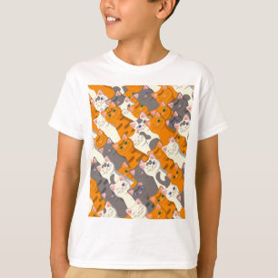 Ginger Weiße Katze Diagonalmuster T-Shirt