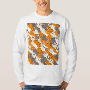Ginger Weiße Katze Diagonalmuster T-Shirt