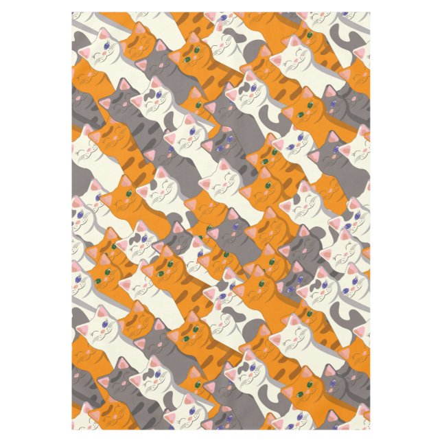 Ginger Weiße Katze Diagonalmuster Tischdecke (Vorderseite)