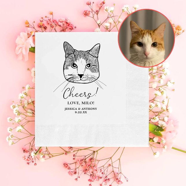 Ginger White Cat Personalisiert Cheers Serviette (Von Creator hochgeladen)