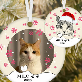 Ginger White Cat Personalisiert Hand Zeichnend Keramik Ornament