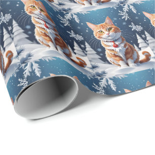 Ginger Winter Christmas Cat Geschenkpapier