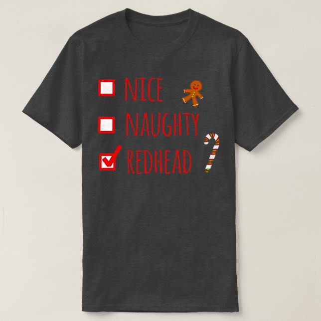 Gingerbeard Nice Naughty Redhead T-Shirt (Design vorne)