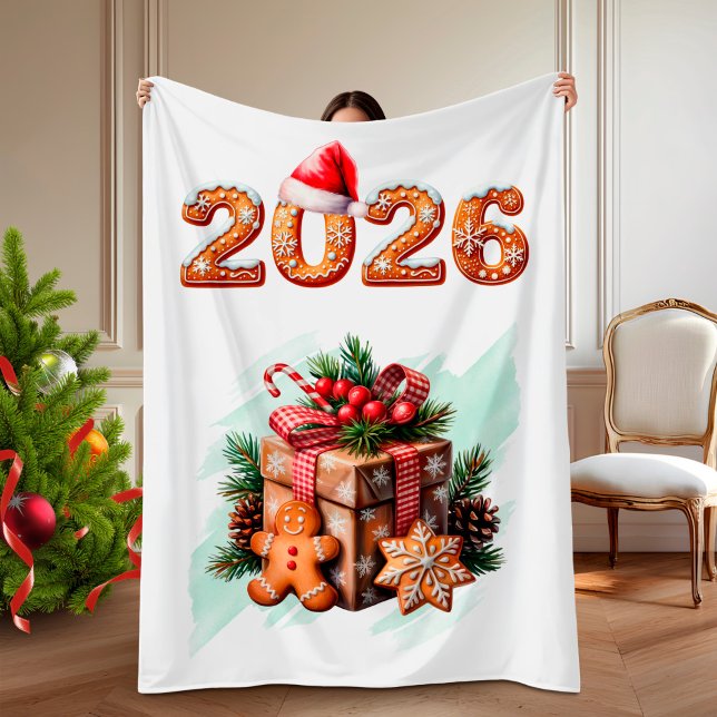Gingerbread 2026 Weihnachtsfest  Fleecedecke (Gingerbread 2026 Holiday Christmas Fleece Blanket)