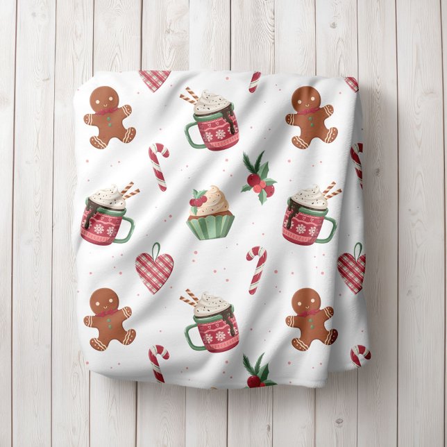Gingerbread and Hot Cocoa Christmas Fleece Blanket (Von Creator hochgeladen)