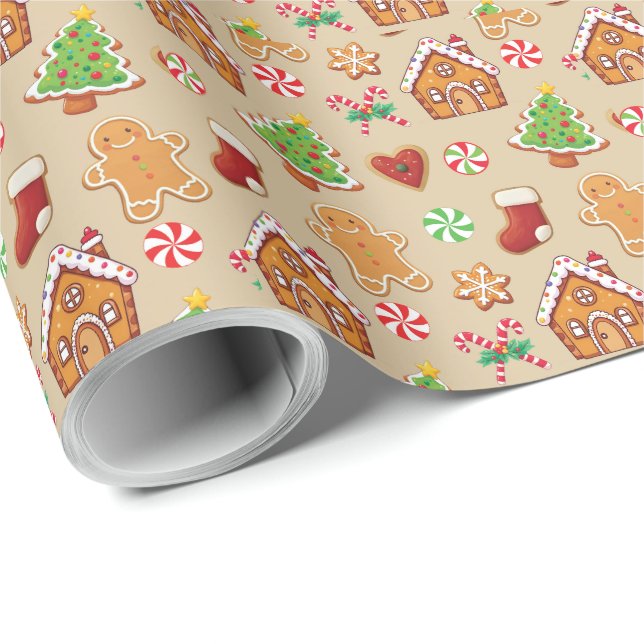 Gingerbread Baby Christmas Girft Wrapping Paper Geschenkpapier (Rolleneckpunkt)