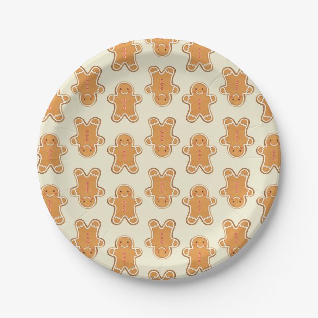 Gingerbread Baby Cookies Paper Plates Christmas Pappteller (Vorderseite)