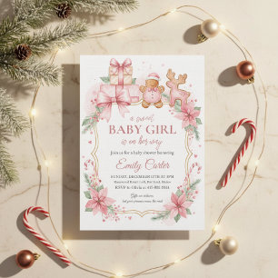 Gingerbread-Baby-Mädchen-Baby-Shower-Einladung Wei Einladung