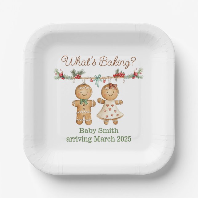 Gingerbread Baby Shower Gender Pappteller (Vorderseite)