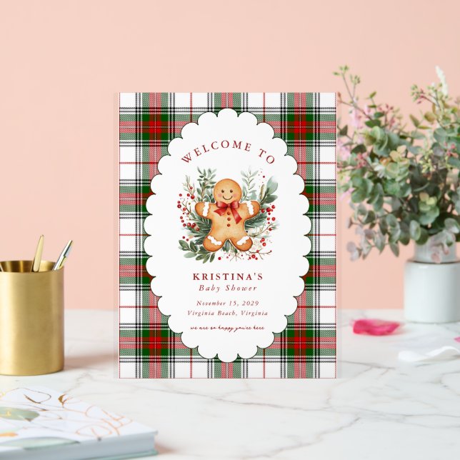 Gingerbread Baby Shower Welcome  Acrylschild (Hochzeit)